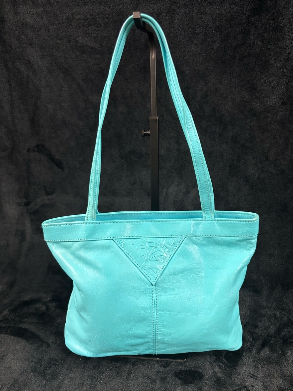 Vintage Toni Genuine Leather Turquoise Shoulder Tote Bag Y2K Aqua